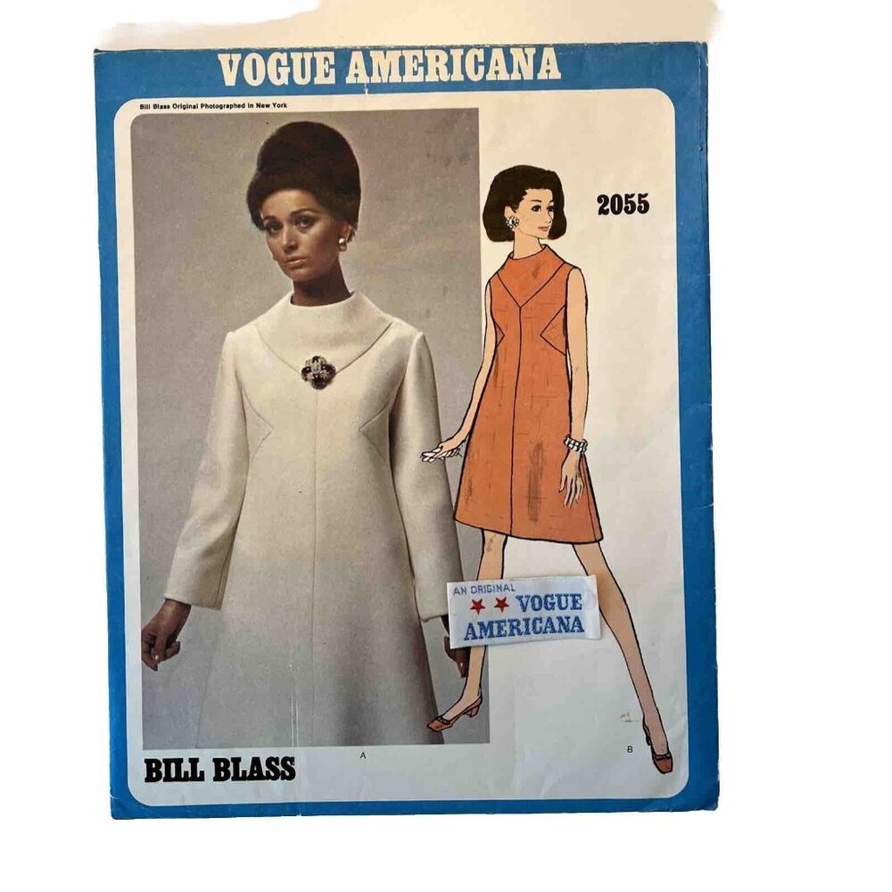 Vogue 2055 Bill Blass A-Line Dress Bias Inset Neck Size 10 Bust 32.5 FF Label